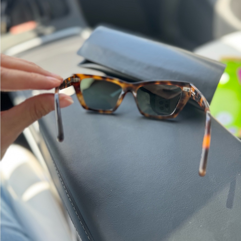 Saint Laurent Mica Tortoise Shell Cat-Eye Sunglasses - Picture 3 of 9